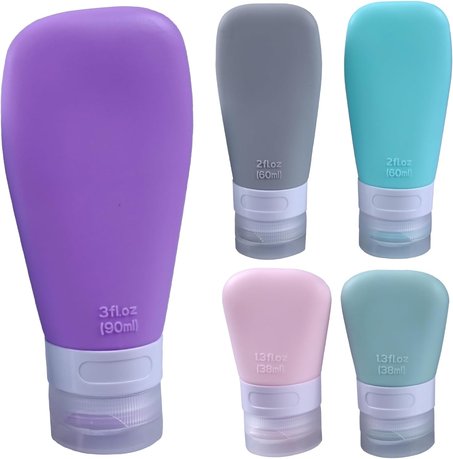 5-Pack Squeeze Salad Dressing Bottles Food Grade Silicone Leak-Proof Portable
