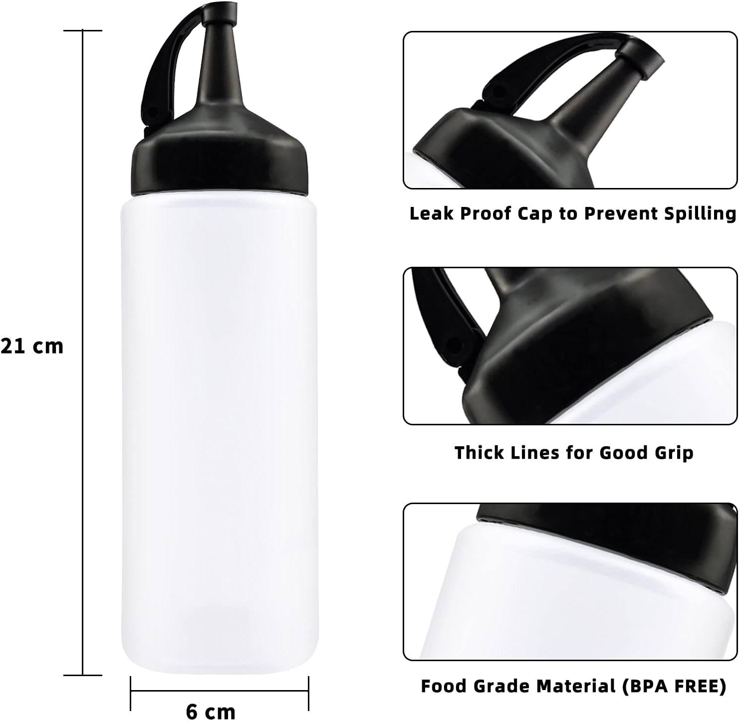 Jutoe 3-Pack Squeeze Condiment Bottles