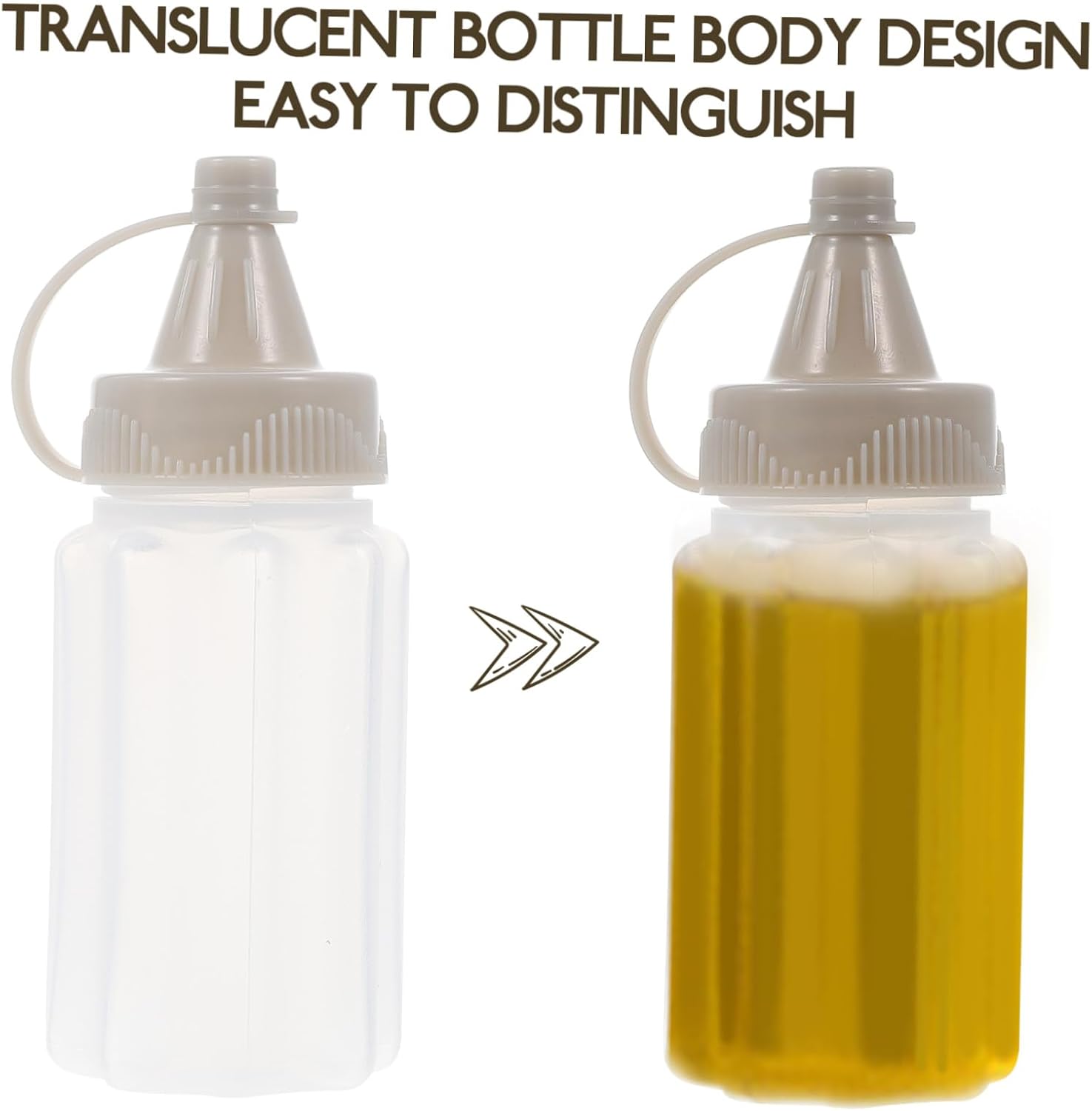 NAMOARLY 8pcs Kitchen Condiment Squeeze Bottles Set Transparent Plastic Sauce Dispenser