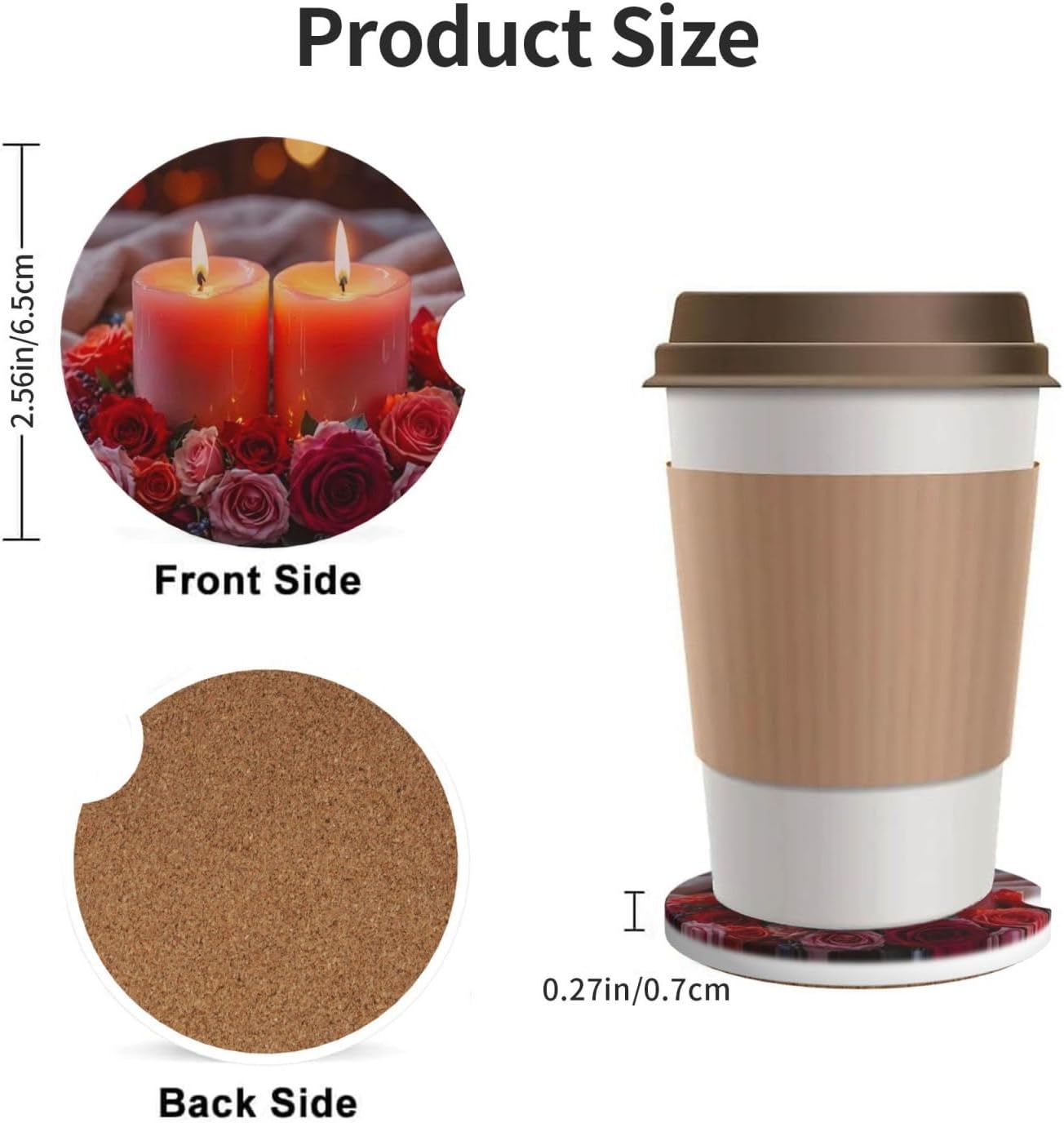 Candleflower 2-Piece Coasters Set for Car Accessories