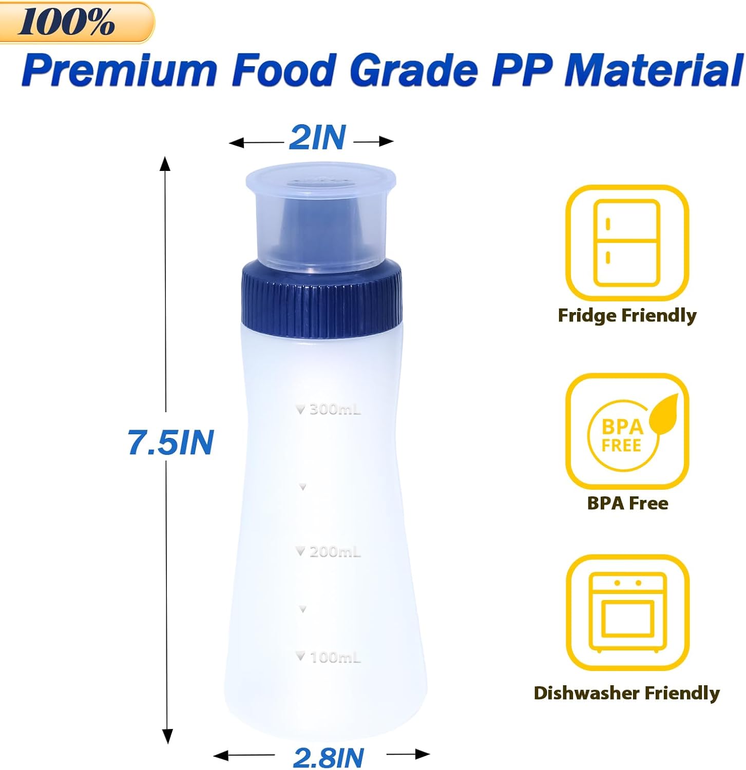 3-Piece Premium Condiment Squeeze Bottles