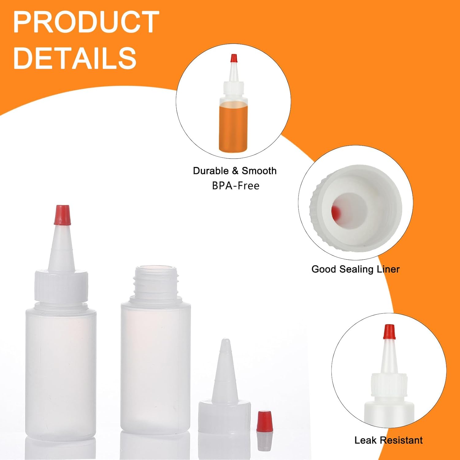 Acrux750-Pack 2 oz Plastic Condiment Squeeze Bottles Durable Leak-Proof