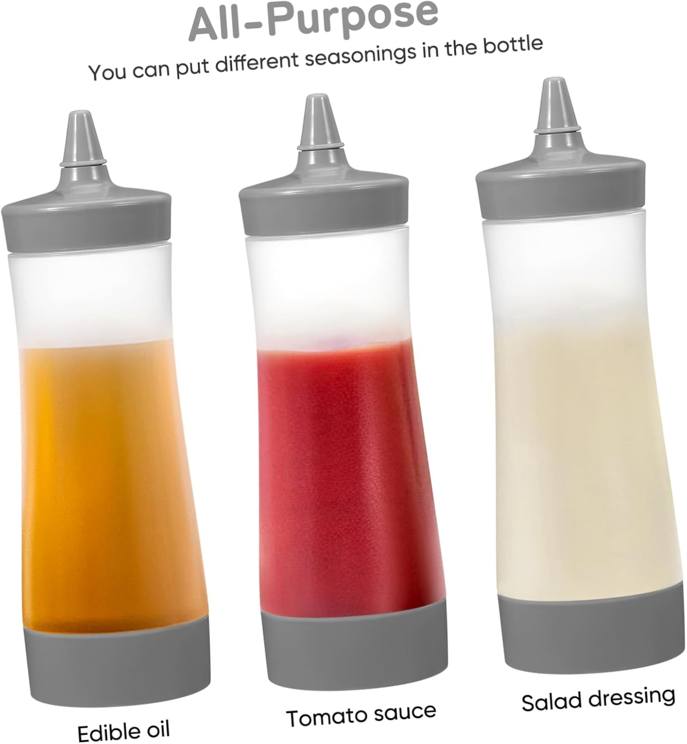Mikinona Essential Condiment Squeeze Bottles 4-Pack Reusable Leakproof Easy to Carry