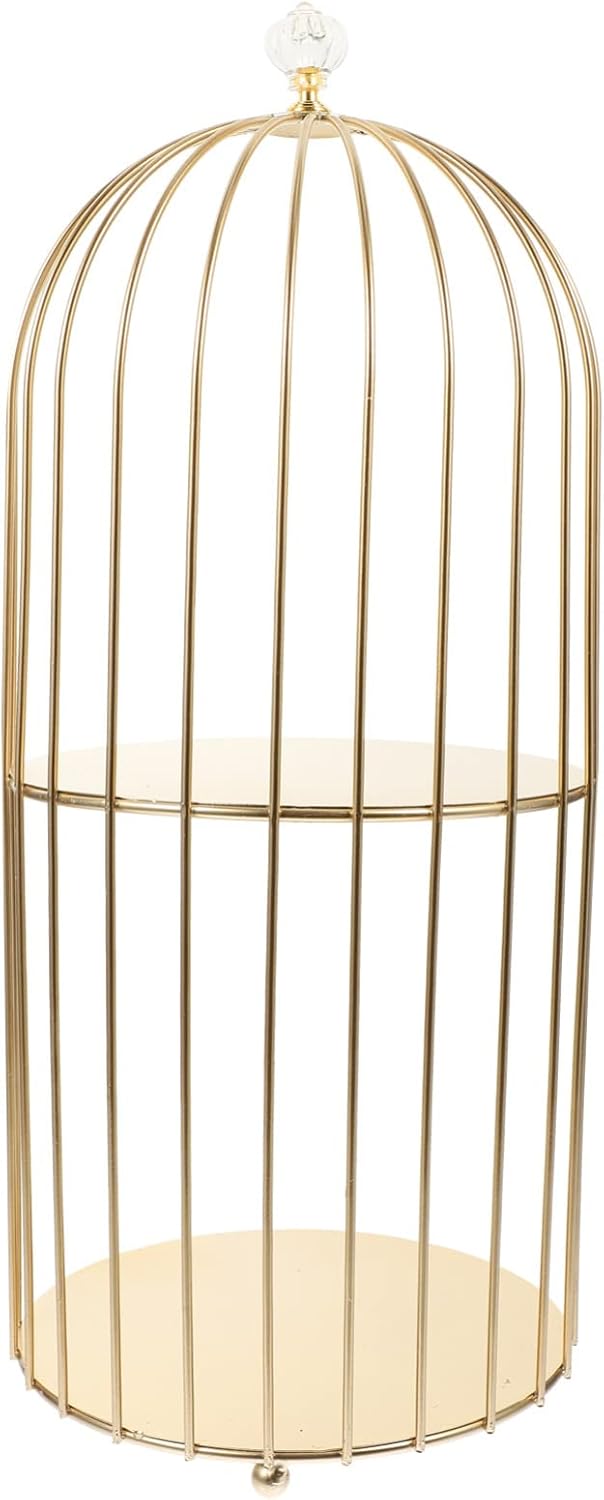 Hemoton 2-Tier Metal Bird Cage Cosmetic Organizer