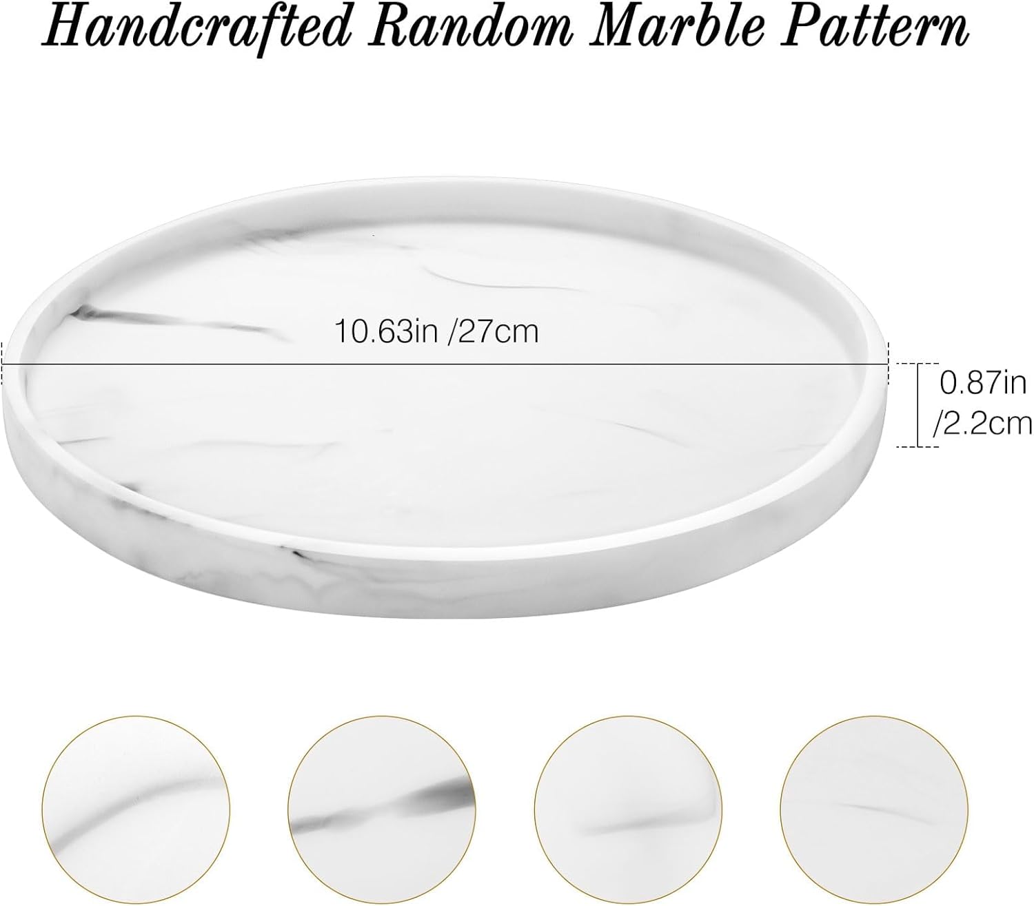 Luxspire Round Vanity Tray Marble White