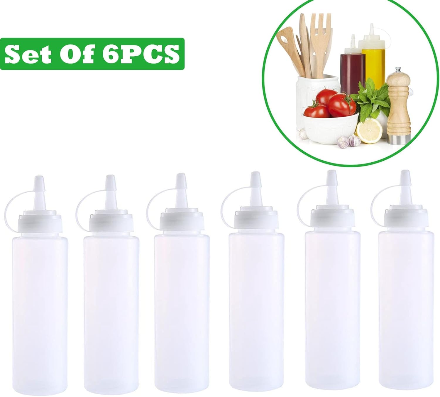 Condiment Squeeze Bottles - 8 oz Empty with Tips