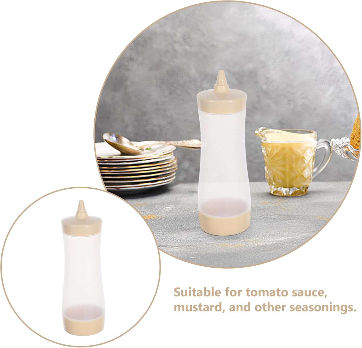Garneck 3pcs Reusable Condiment Squeeze Bottles with Lids