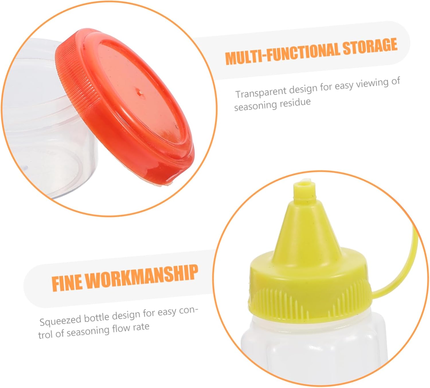 KICHOUSE 12-Piece Transparent Mini Squeeze Condiment Bottles Set With