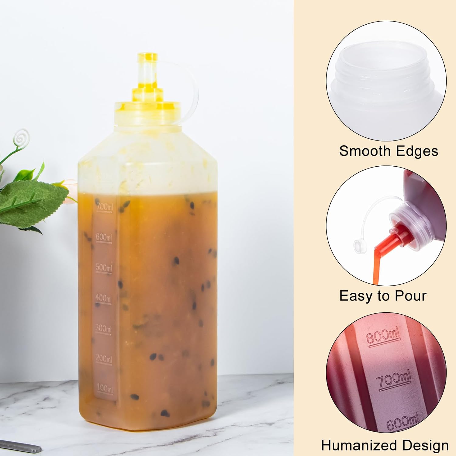 Uceoo 27 Ounce Squeeze Condiment Bottles with Cap Lids