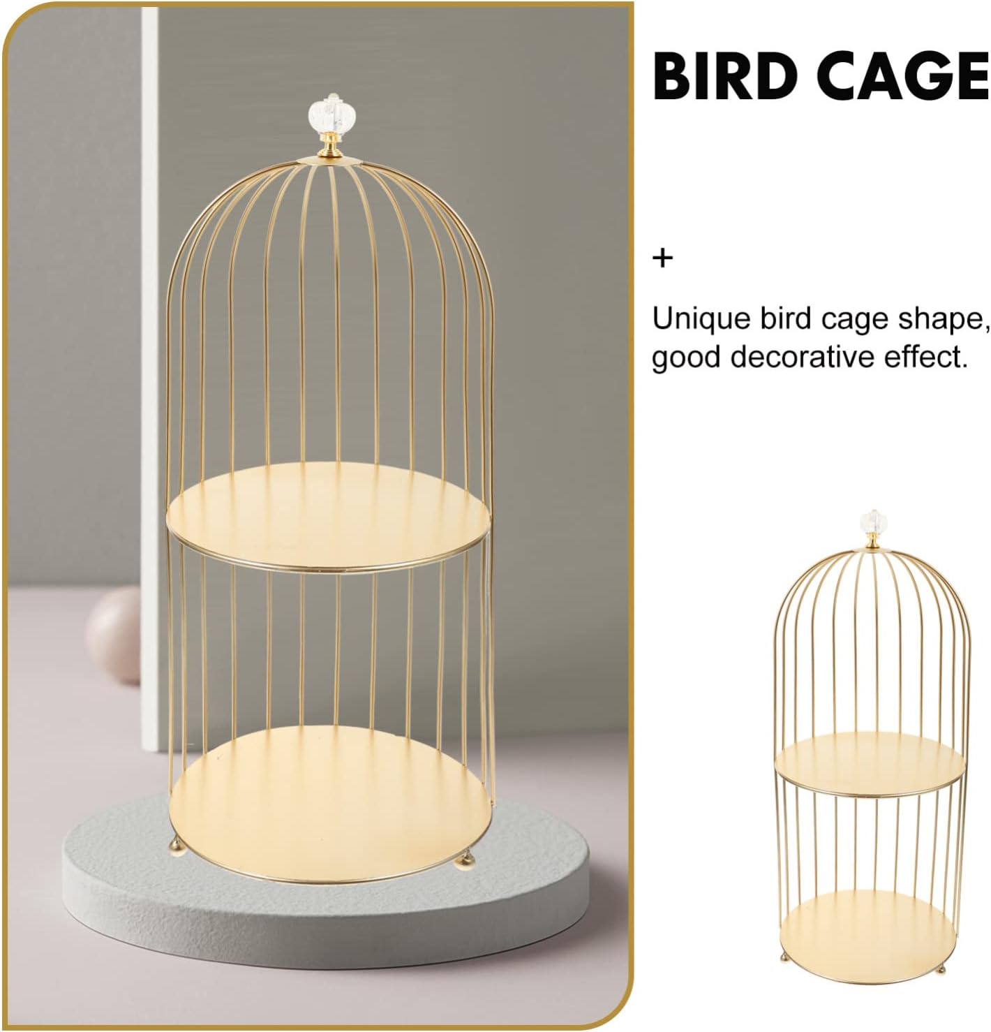 Hemoton 2-Tier Metal Bird Cage Cosmetic Organizer