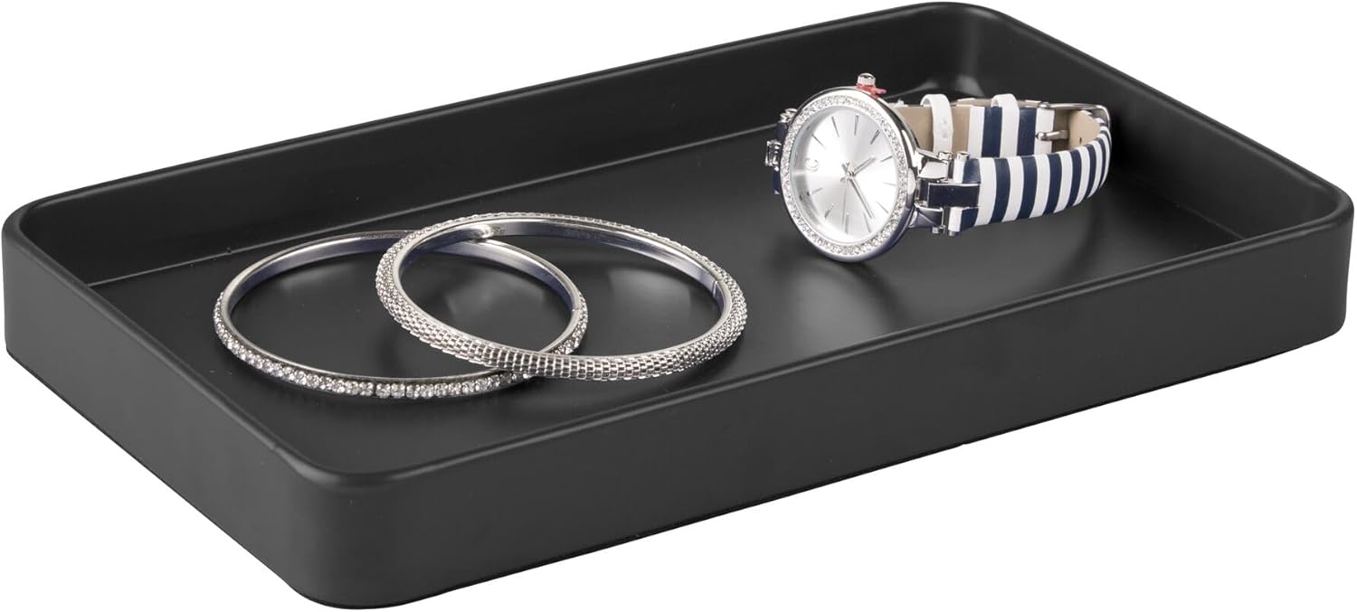 Elevate Bathroom Organization with iDesign Steel Vanity Tray - Matte Black