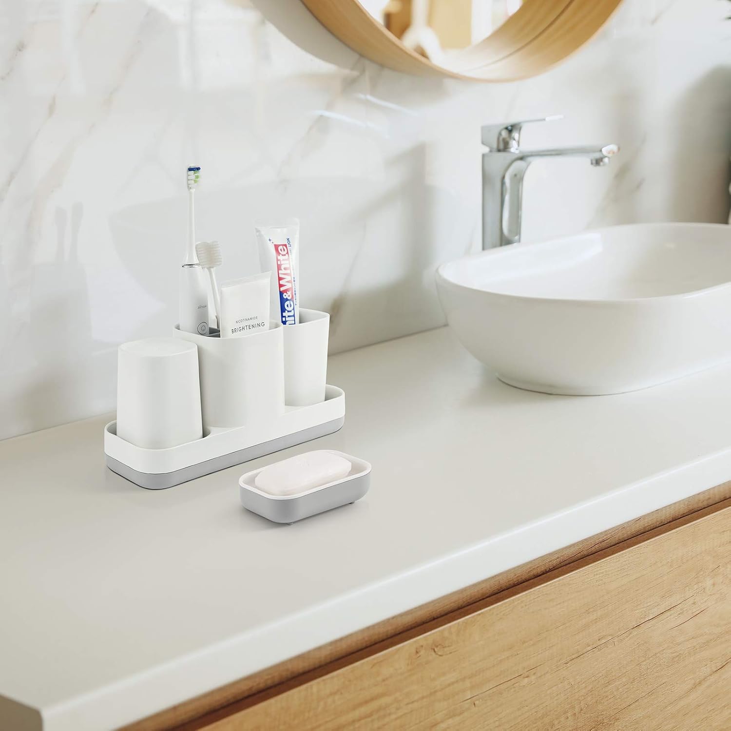 VITVITI Toothbrush Holder with 2 Cups and Soap Dish 1