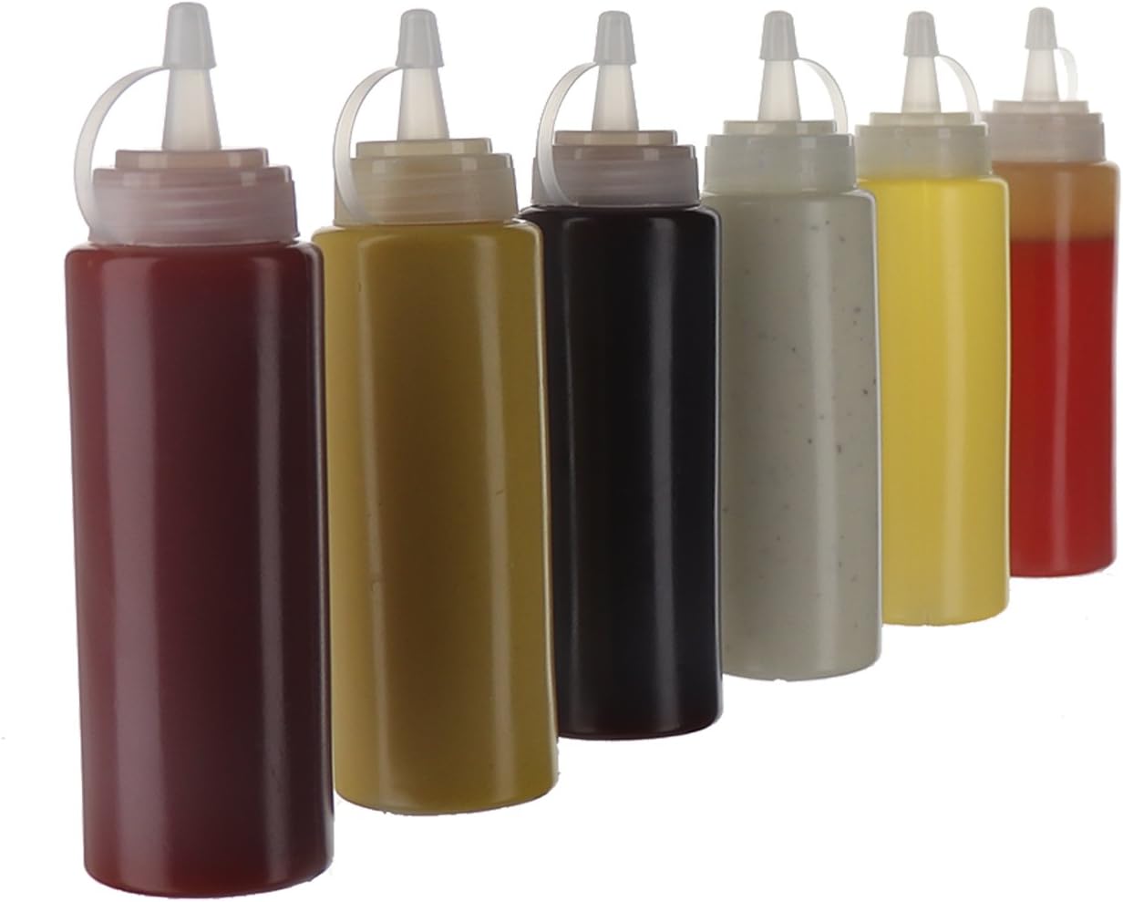 Oaklyn Squeeze Bottles 8oz 6 PackReusable Condiment Bottles