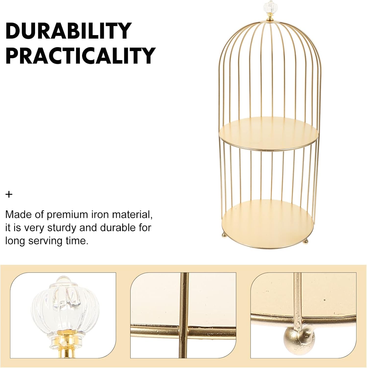 Hemoton 2-Tier Metal Bird Cage Cosmetic Organizer
