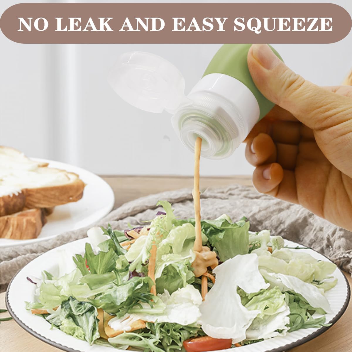 5-Pack 13oz Silicone Salad Dressing Bottles with Cleaning Brush