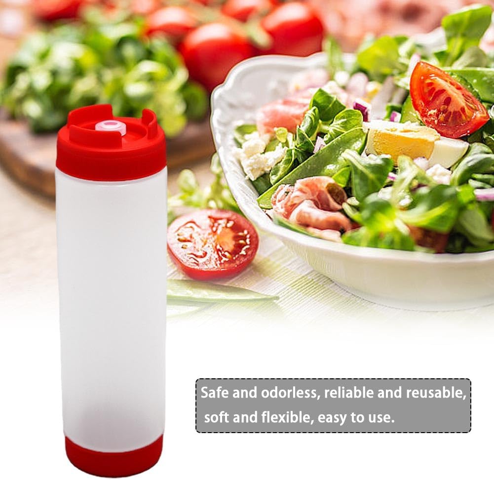 EMVANV 3-Pack 16oz Squeeze Bottles for Sauces Red