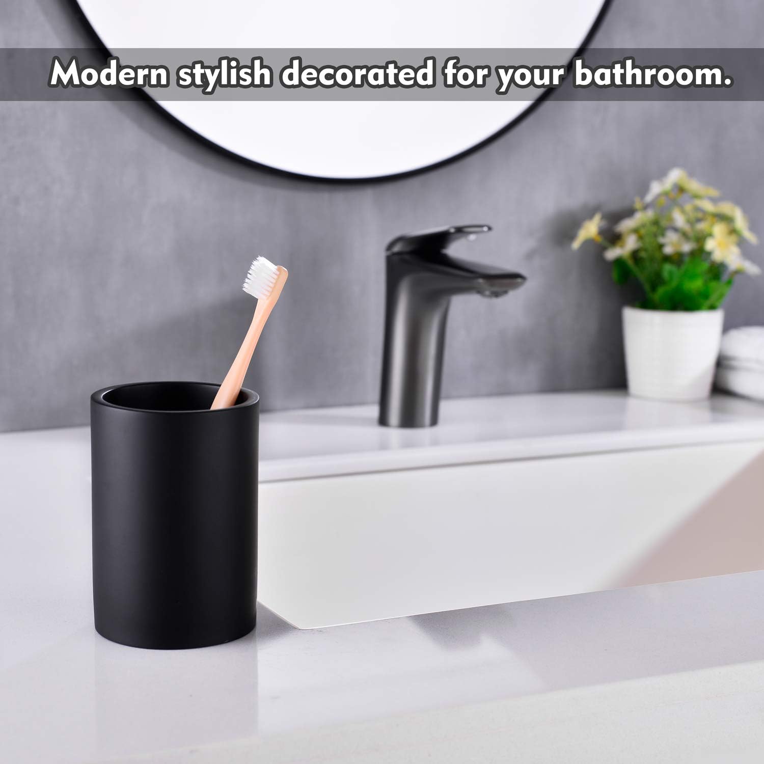 Matte Black Tumble ResinStylish for Makeup and Toothpaste