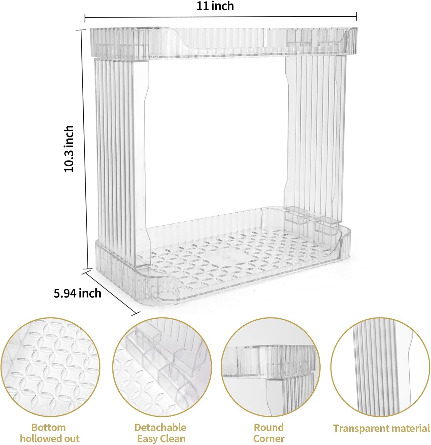 Stackable 2-Tier Bathroom Organizer with clear trays and open design