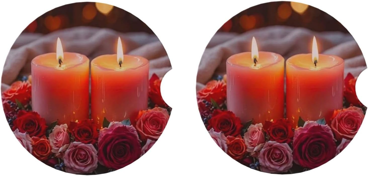 Candleflower 2-Piece Coasters Set for Car Accessories