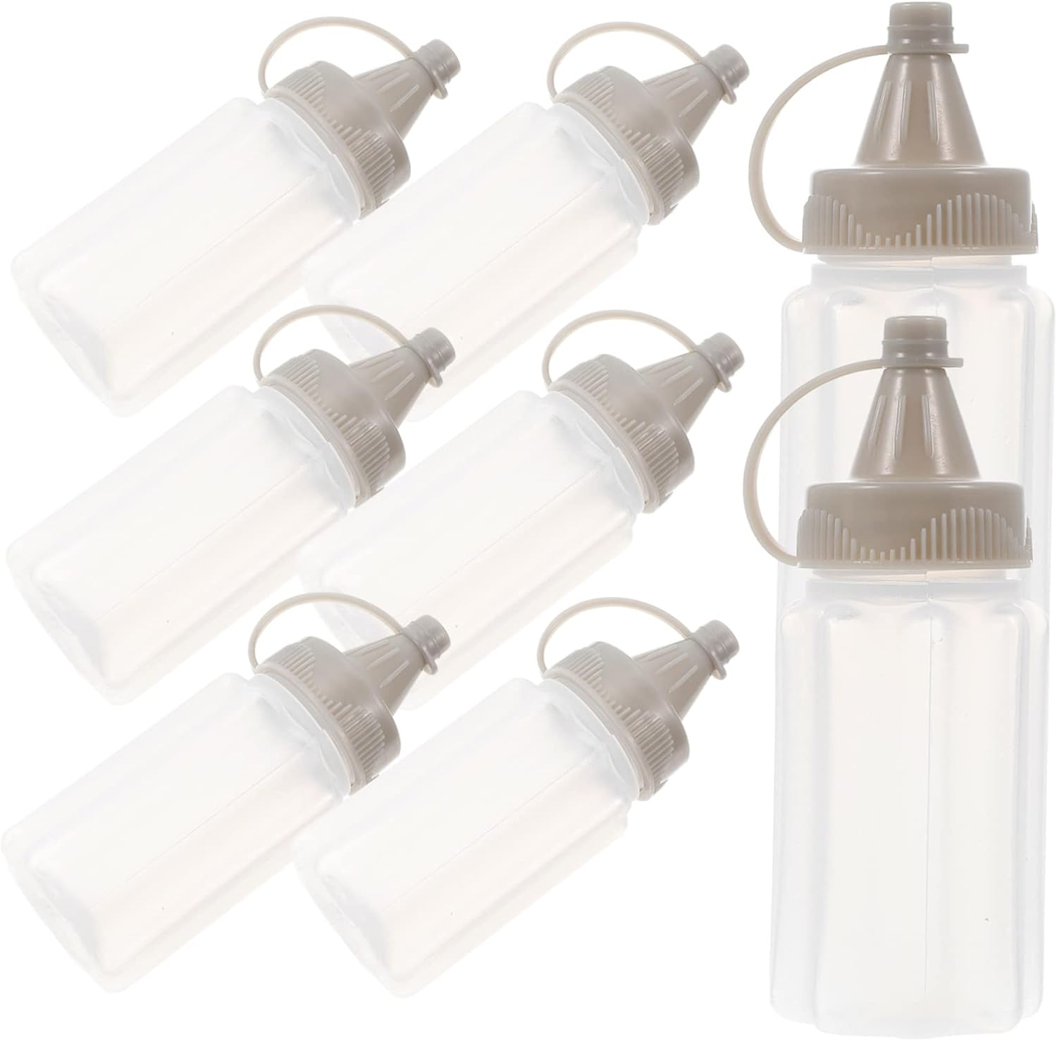 NAMOARLY 8pcs Kitchen Condiment Squeeze Bottles Set Transparent Plastic Sauce Dispenser
