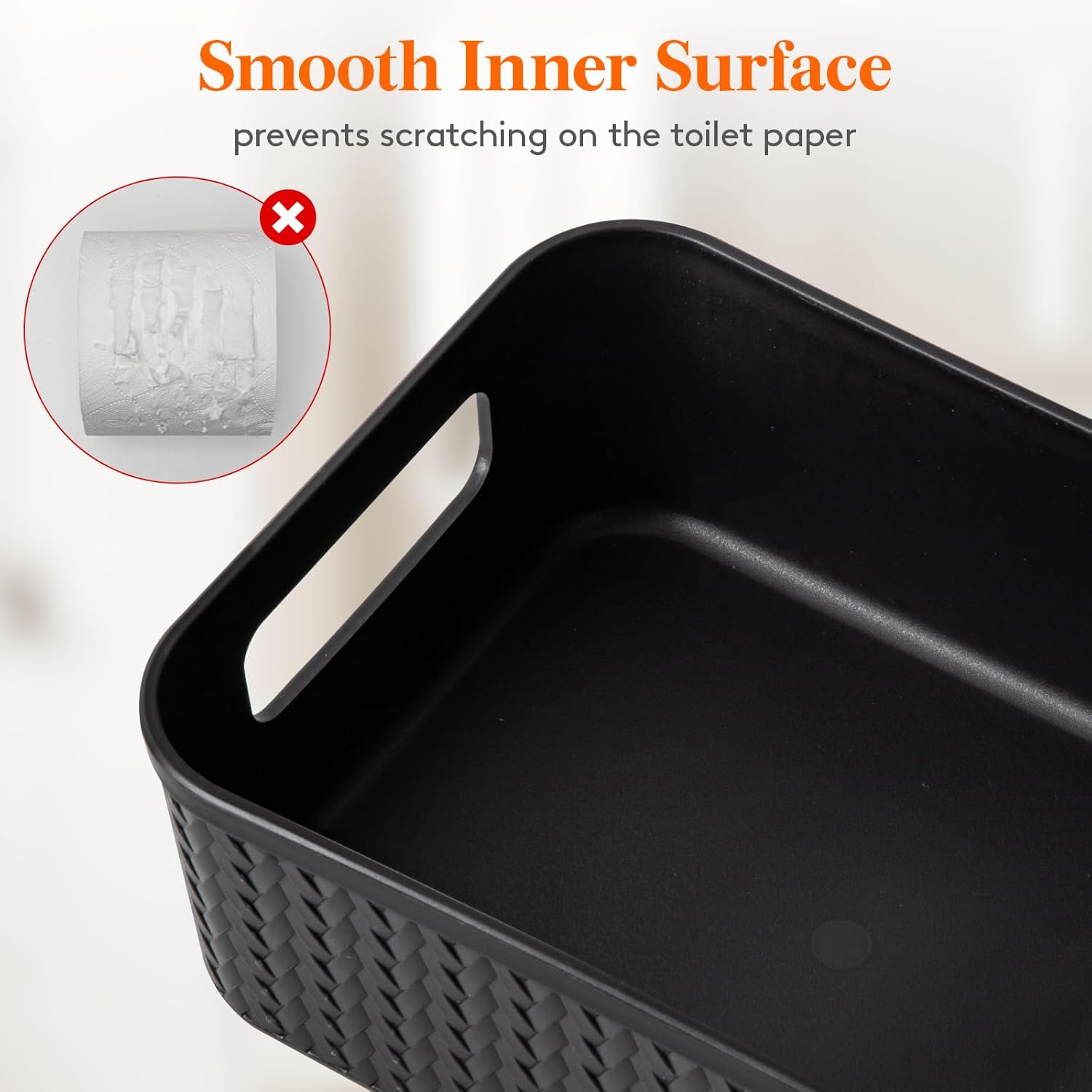 Lifewit Black Toilet Paper Basket with Handle