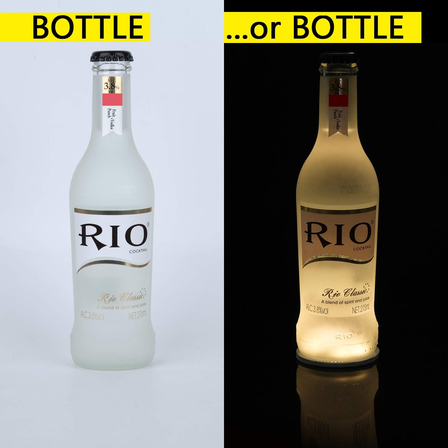 LED Bottle Lights with 3M Sticker - 7 Bottles Warm White