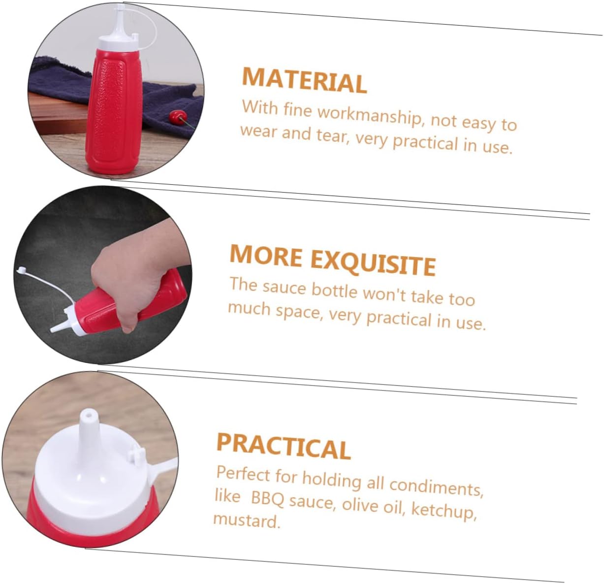 CIYODO Squeeze Condiment Bottle Perfect for BBQ Olive Oil and Ketchup Serving