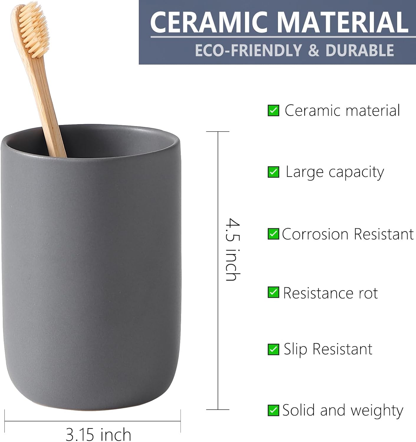 Sturdy Ceramic Toothbrush and Toothpaste Organizer