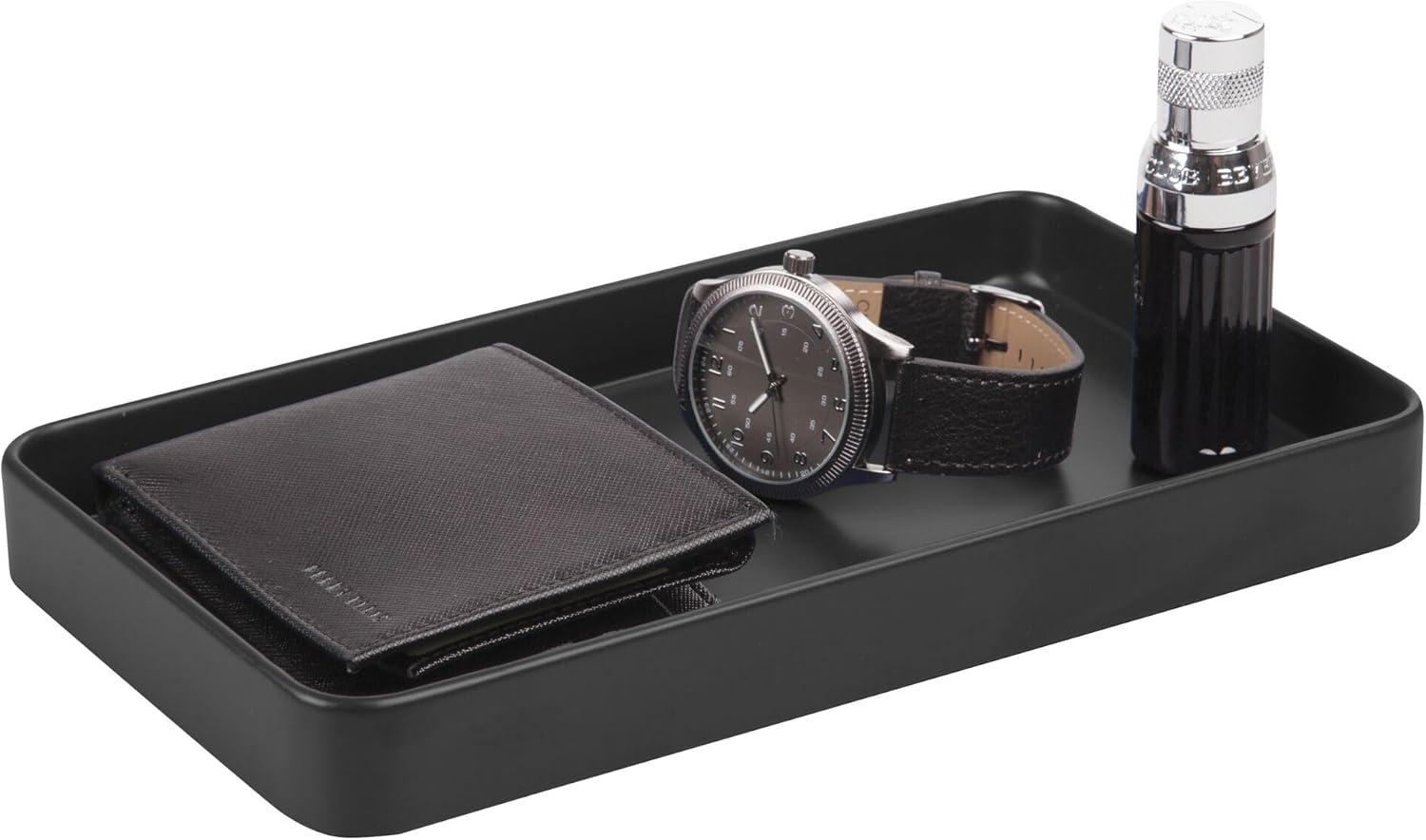Elevate Bathroom Organization with iDesign Steel Vanity Tray - Matte Black