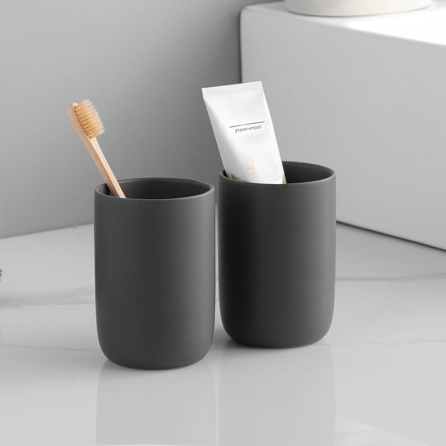 Sturdy Ceramic Toothbrush and Toothpaste Organizer