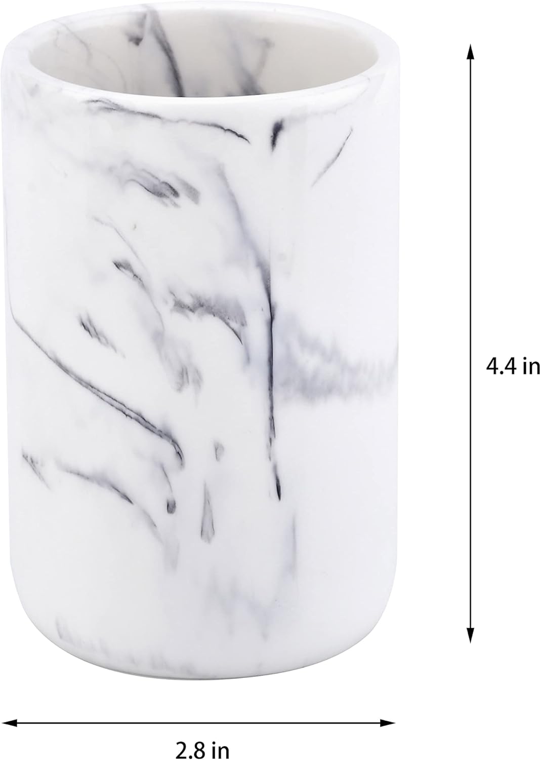 Rzoeox Premium Marble Bath Tumbler Cup Resin with White Marble Look