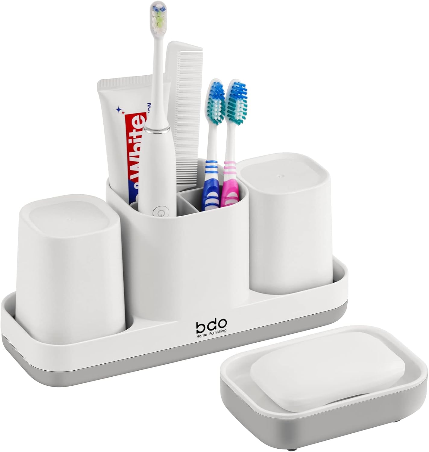 VITVITI Toothbrush Holder with 2 Cups and Soap Dish 1