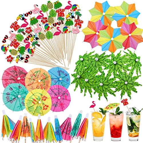 210-Piece Bamboo Cocktail Umbrella Picks for Luau Beach and Party Uses
