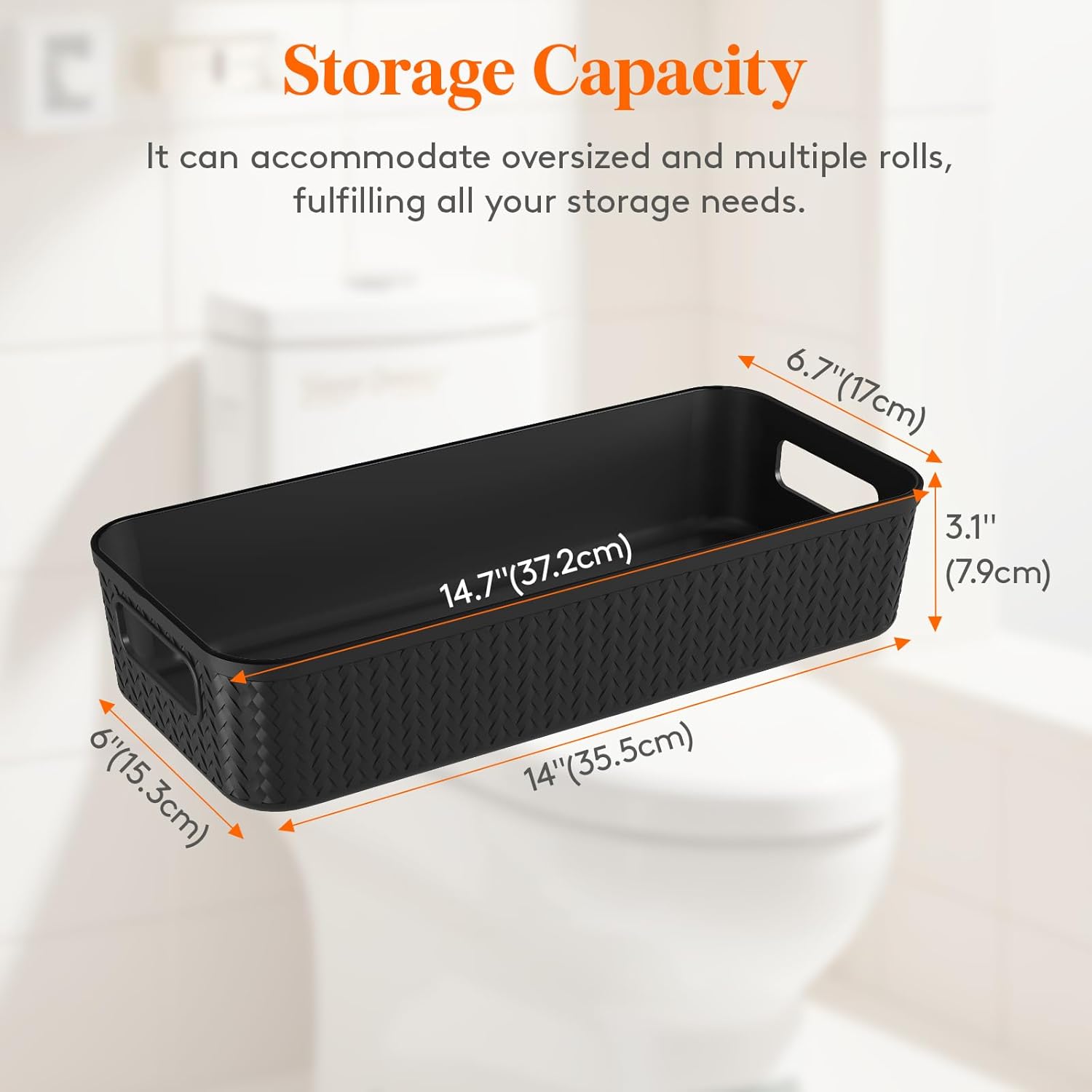 Lifewit Black Toilet Paper Basket with Handle