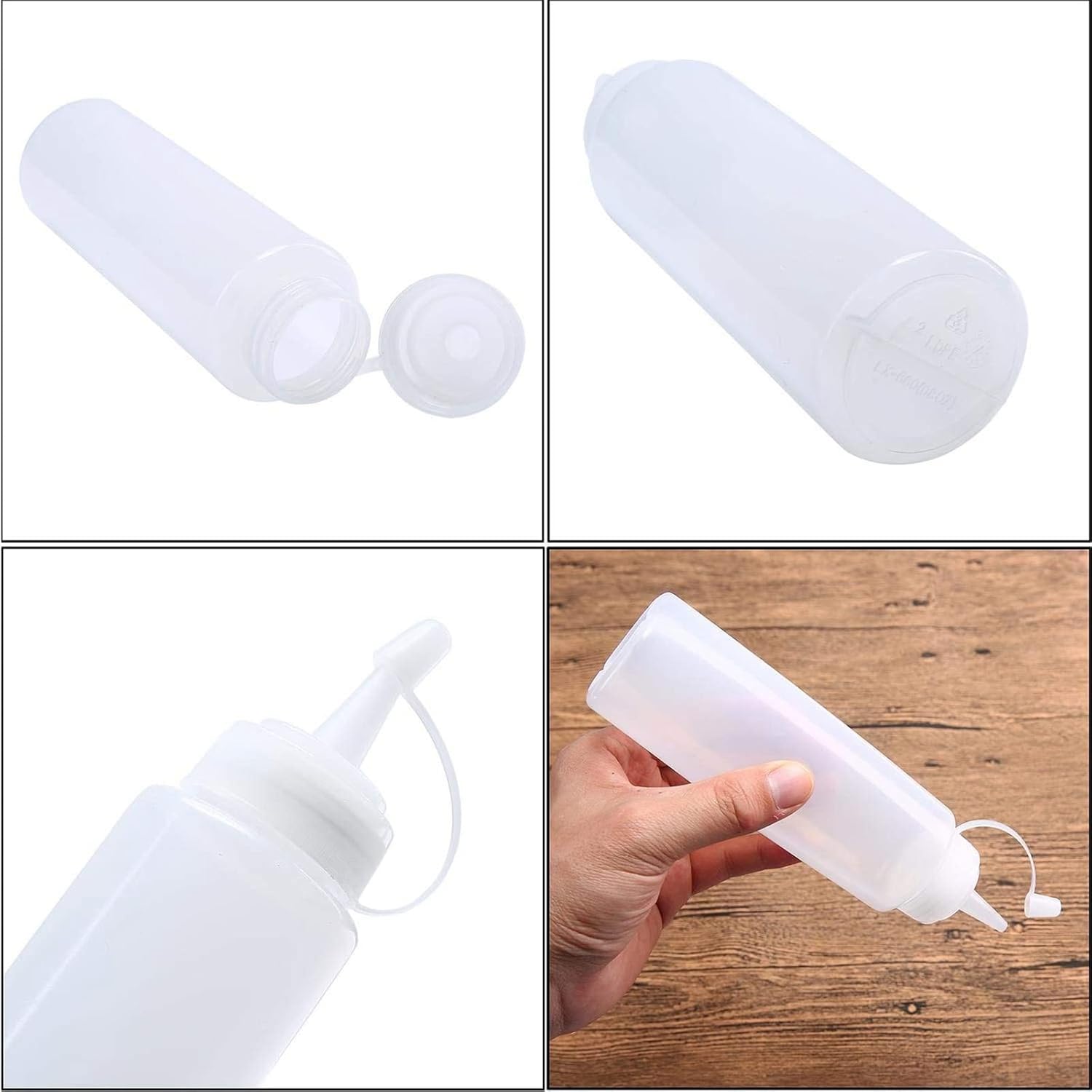 Condiment Squeeze Bottles - 8 oz Empty with Tips