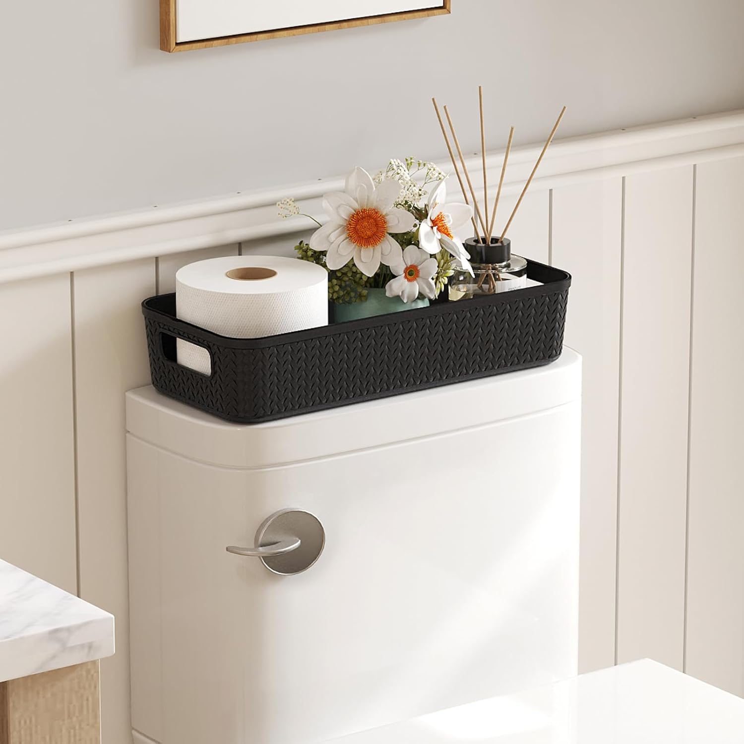Lifewit Black Toilet Paper Basket with Handle
