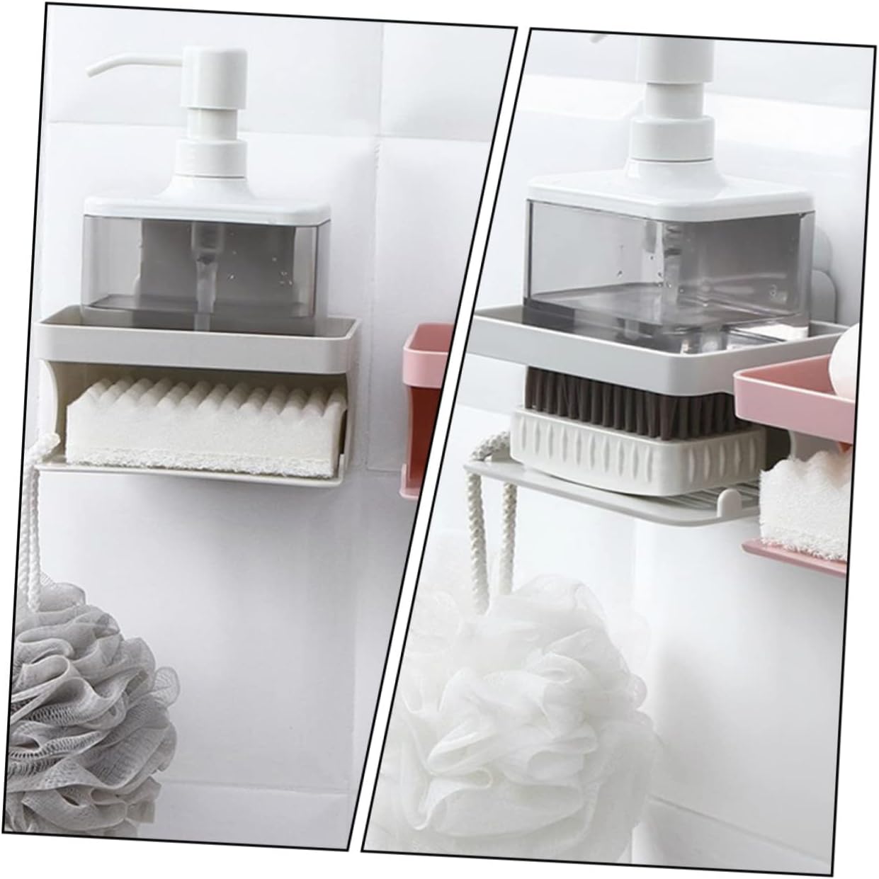 BRIGHTFUFU Double Layer Wall-Mounted Soap Dish Organizer