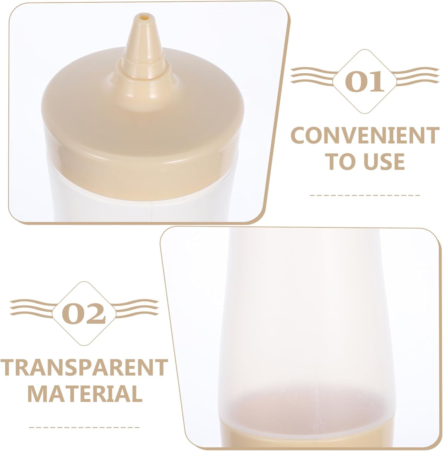 Garneck 3pcs Reusable Condiment Squeeze Bottles with Lids