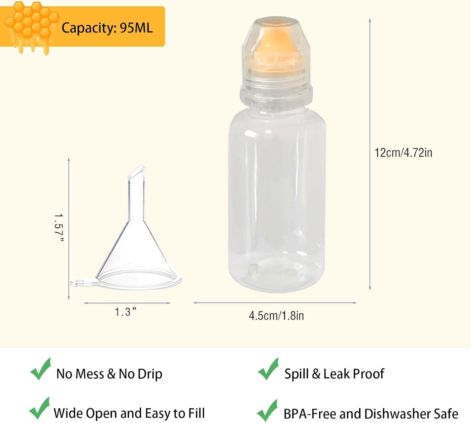 Adjustable Funnel 2-Piece Honey Squeeze Bottles