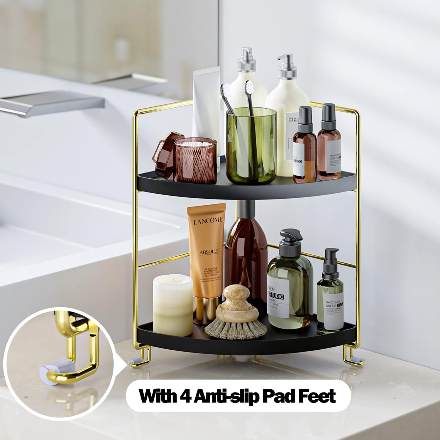 Sturdy Black 2-Tier Organizer for Bath