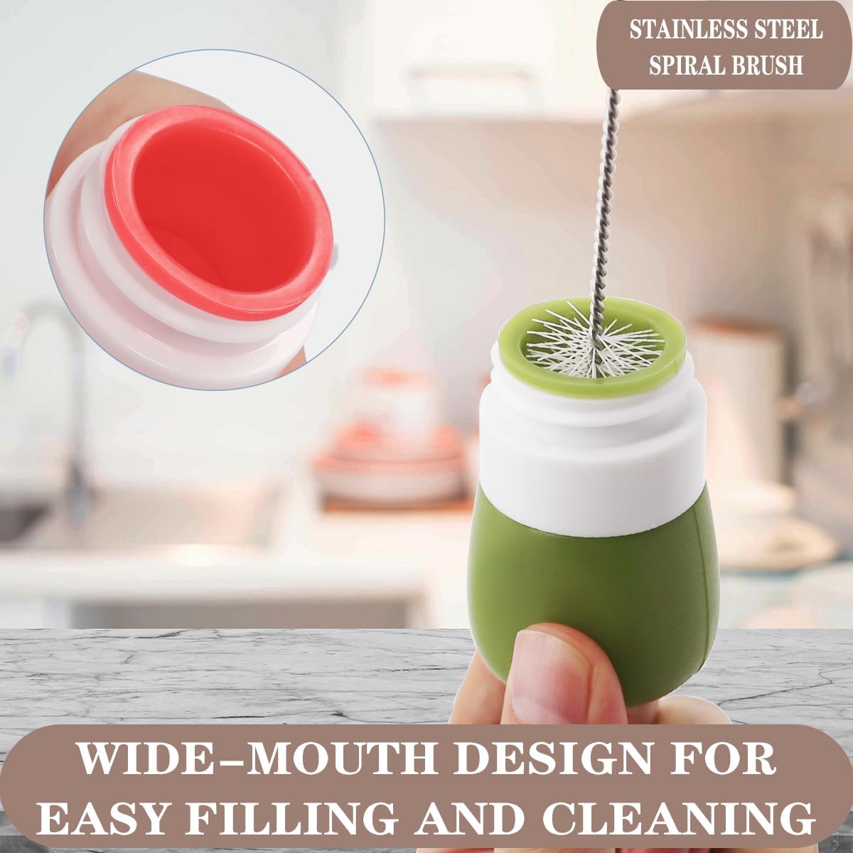 5-Pack 13oz Silicone Salad Dressing Bottles with Cleaning Brush
