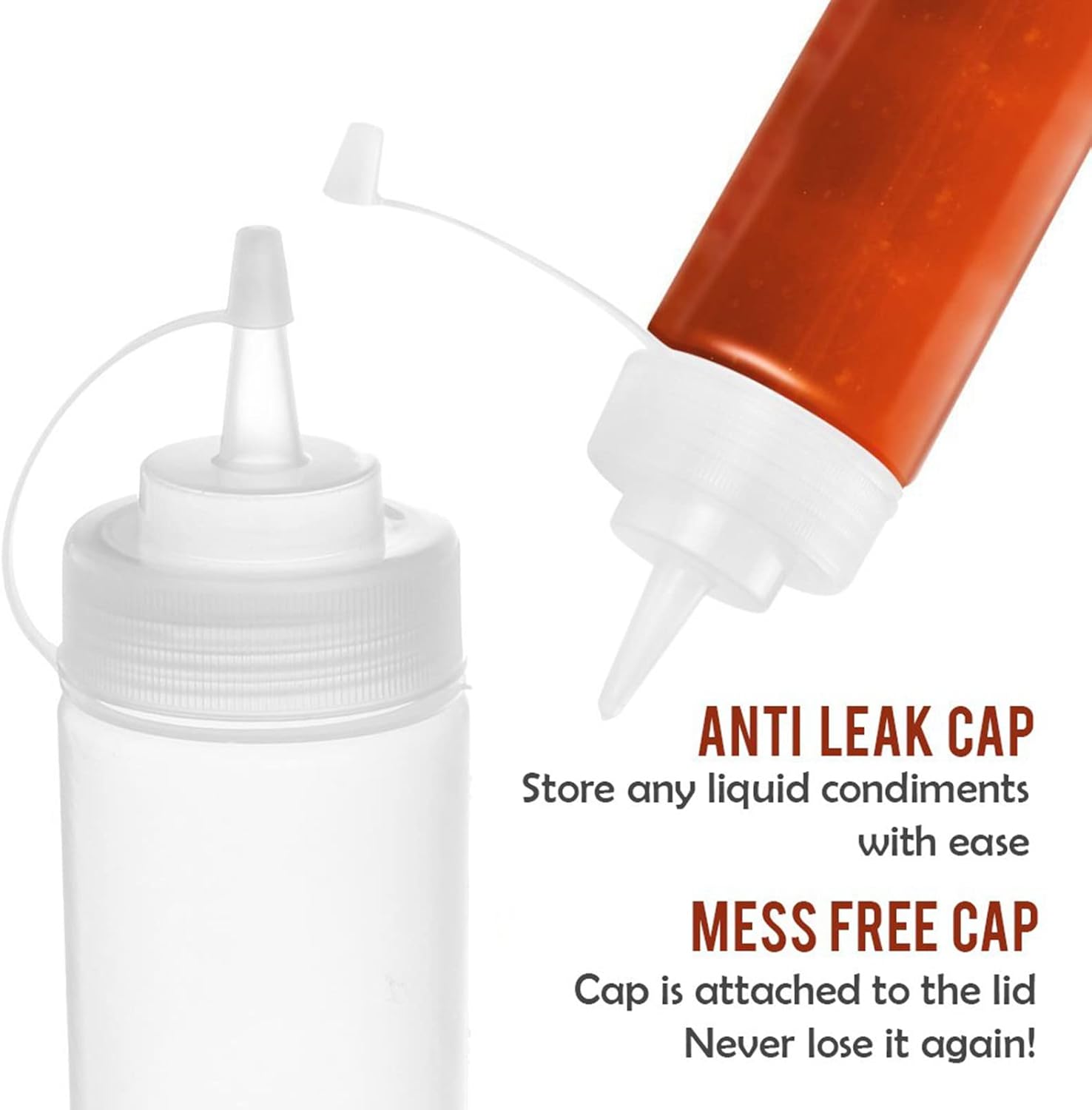 Condiment Squeeze Bottles - 8 oz Empty with Tips