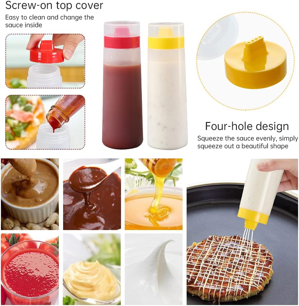 Durable Four-Hole Condiment Squeeze Bottles - Fast Free shipping