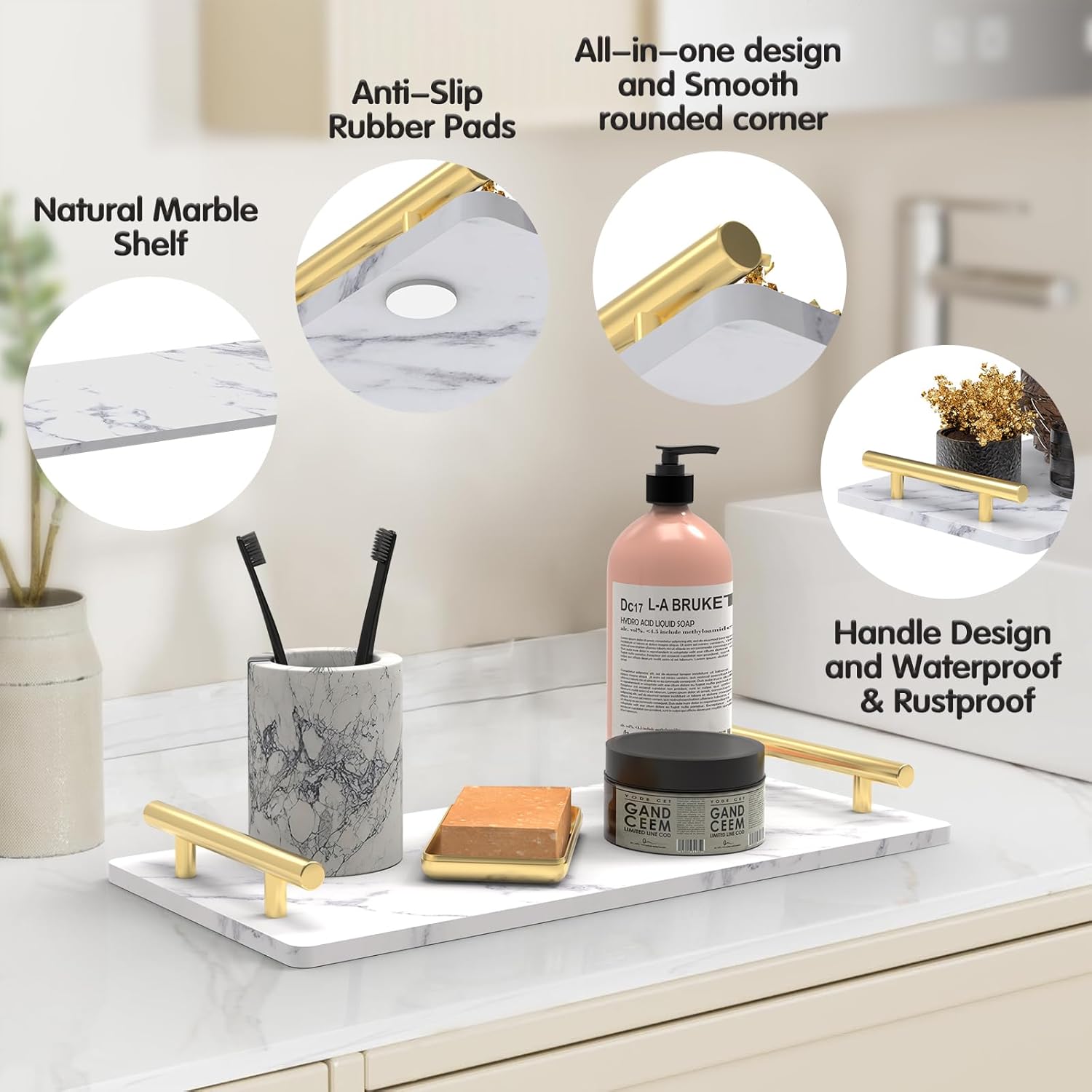 Elegant Marble Vanity Tray for Privacy Style in the Bathroom