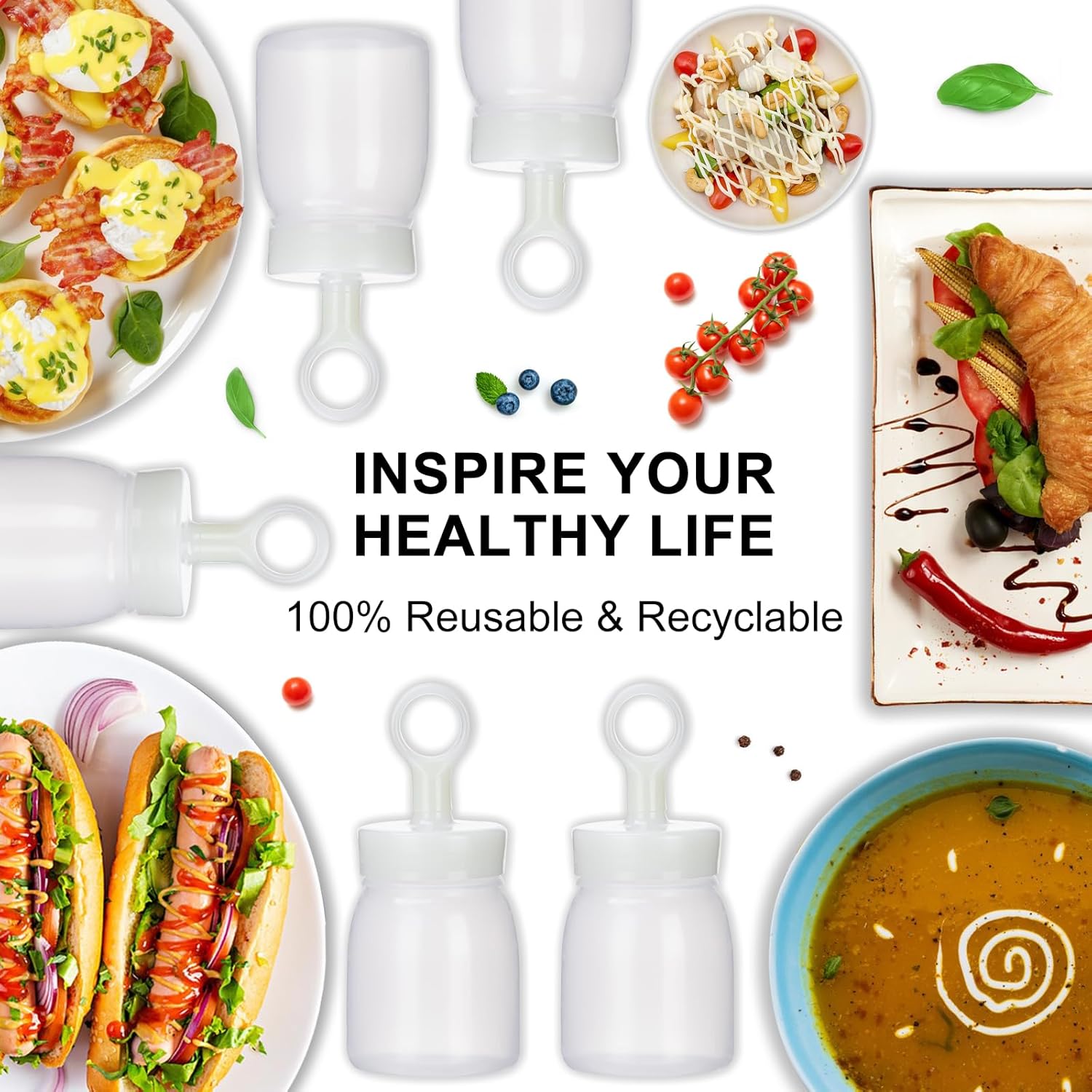 Uceoo Condiment Squeeze Bottles Perfect for 2 Pack