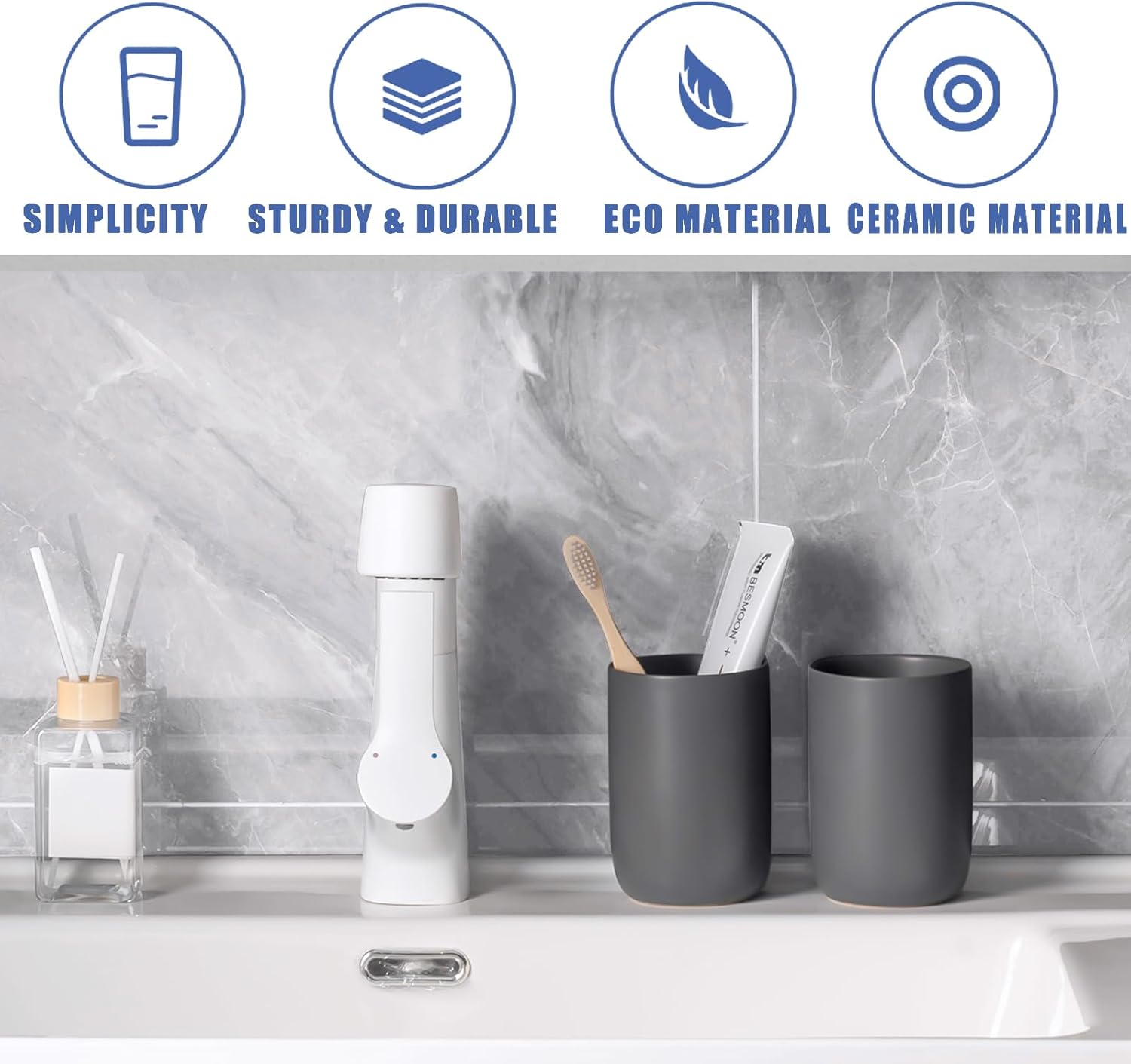 Sturdy Ceramic Toothbrush and Toothpaste Organizer