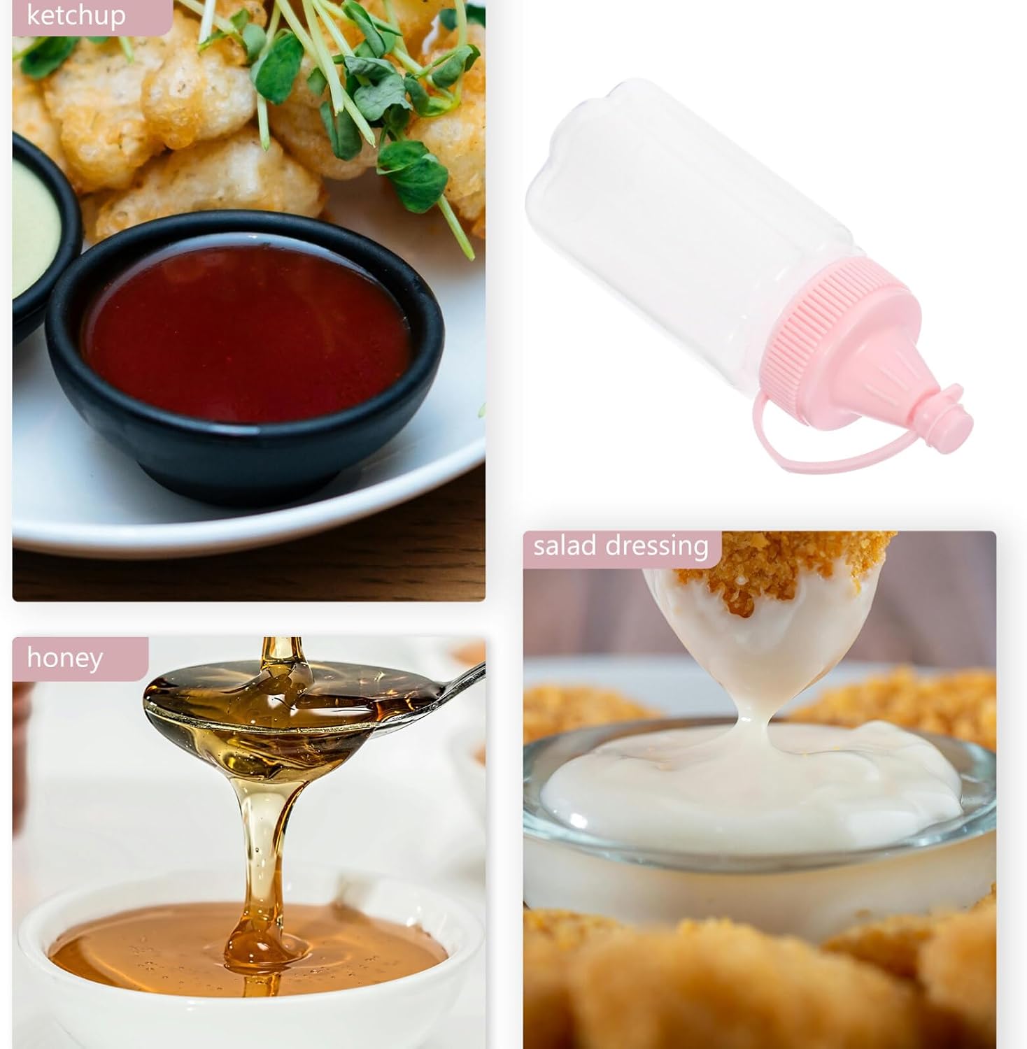 4-Pack of Sturdy 60ml Sauce Squeeze Bottles for Home Use