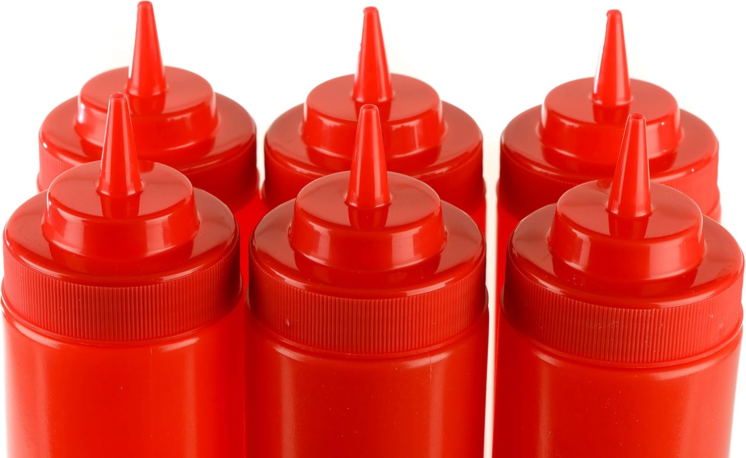24-Piece Red Plastic Condiment Squeeze Bottles - BPA-Free Reusable and Durable