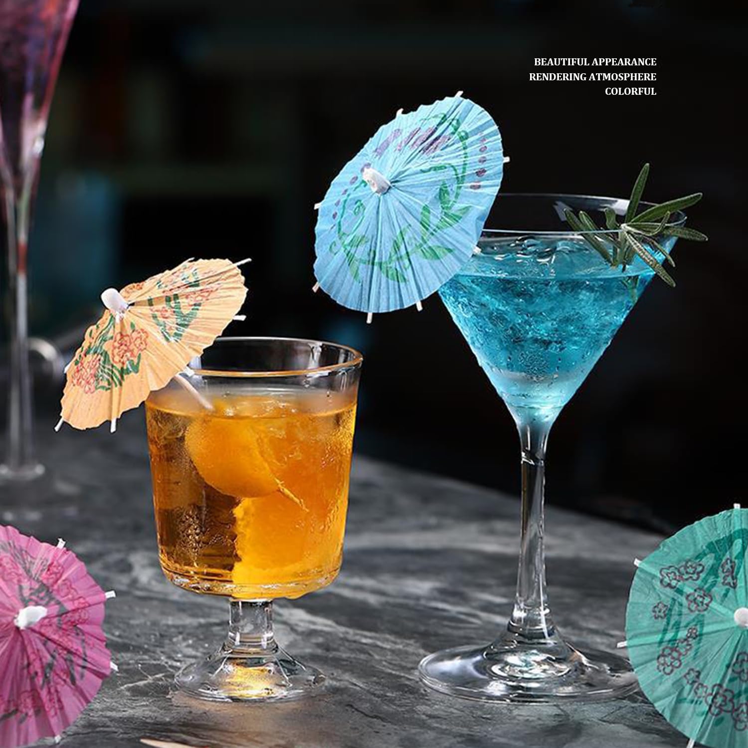 Stylish 50-Pack Umbrella Cocktail Picks for tropical parties