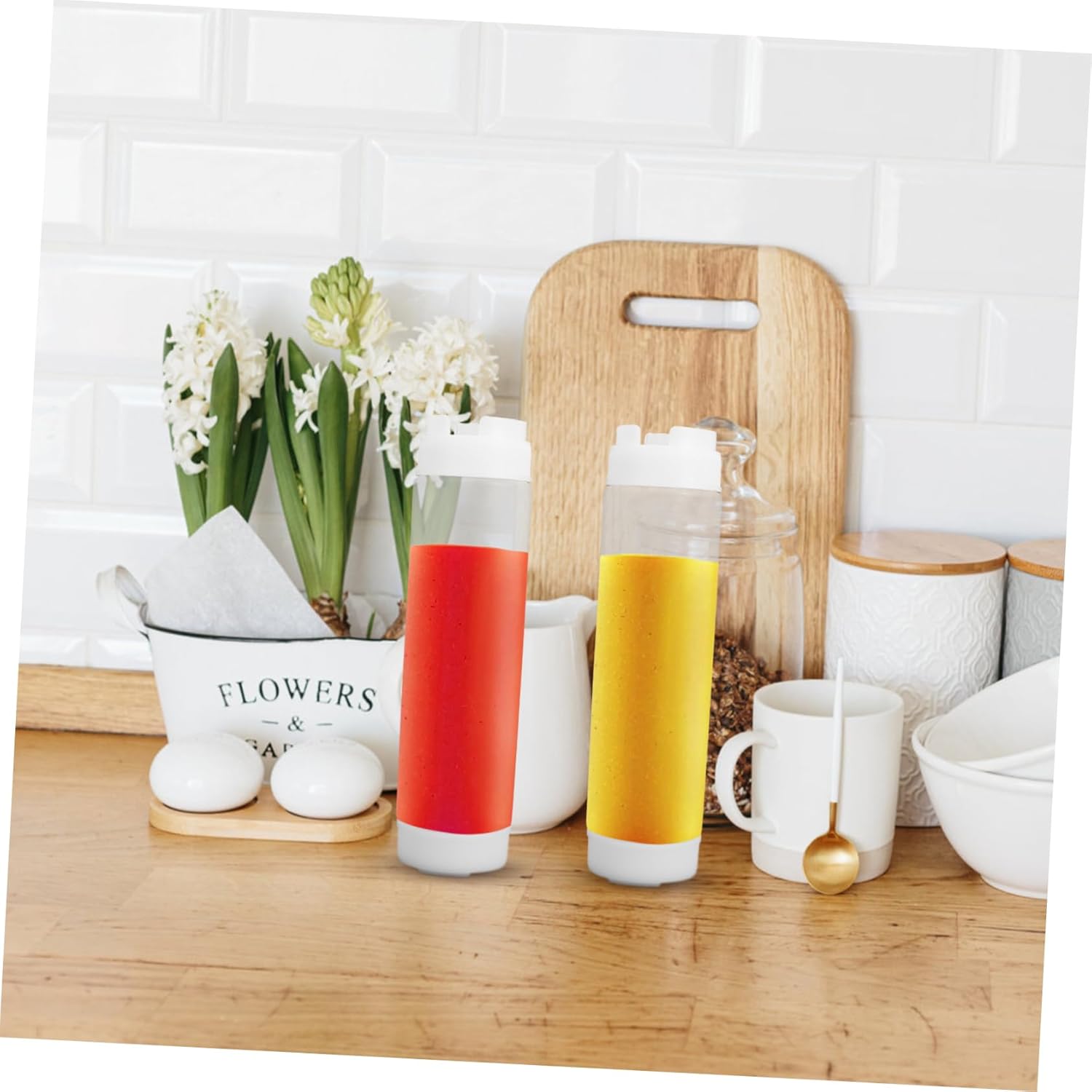 CIYODO 480ml Condiment Squeeze Bottles for Dual Sausage Ketchup dressing